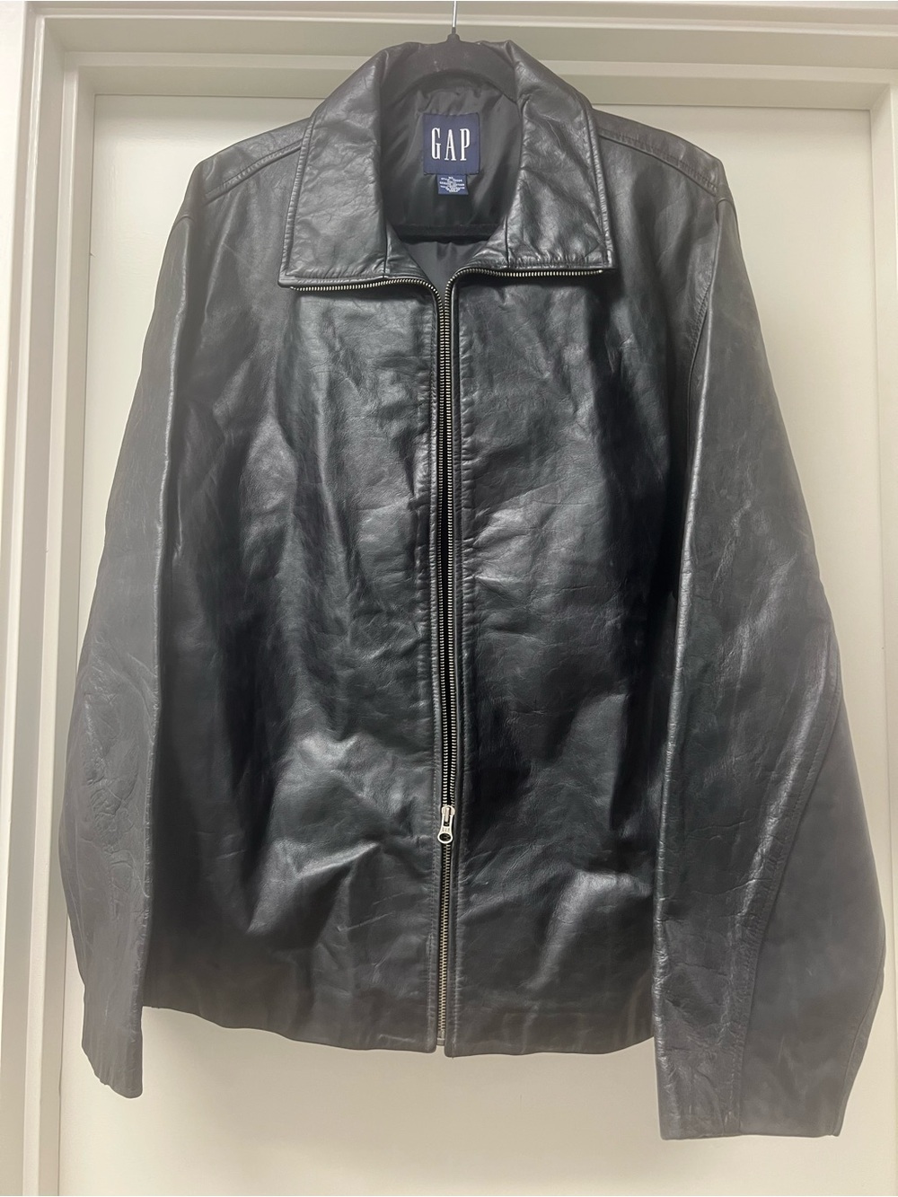 GAP Black Men's Leather Zip Jacket